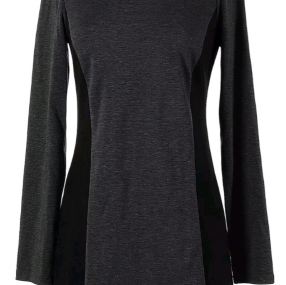 Laundry by Shelli Segal size 6 gray black slimming silhouette dress.